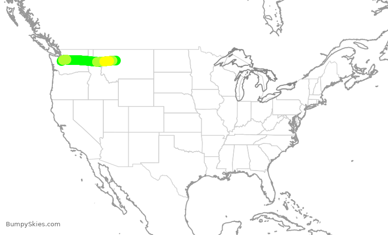 Turbulence forecast map for QXE2444, SEA to GTF