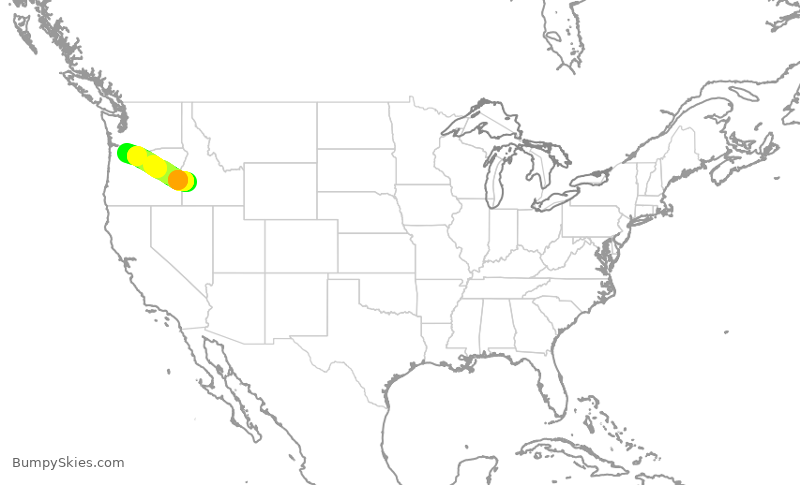 Turbulence forecast map for QXE2445, BOI to PDX