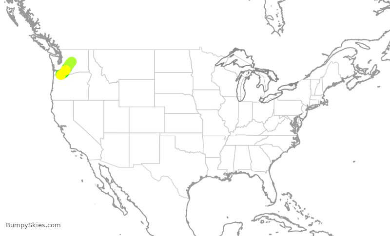 Turbulence forecast map for QXE2445, PDX to EAT