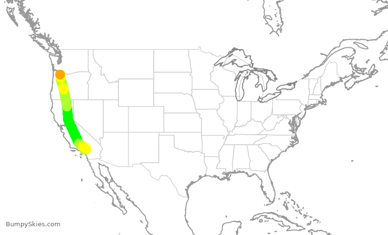 Turbulence forecast map for QXE2456, PDX to ONT