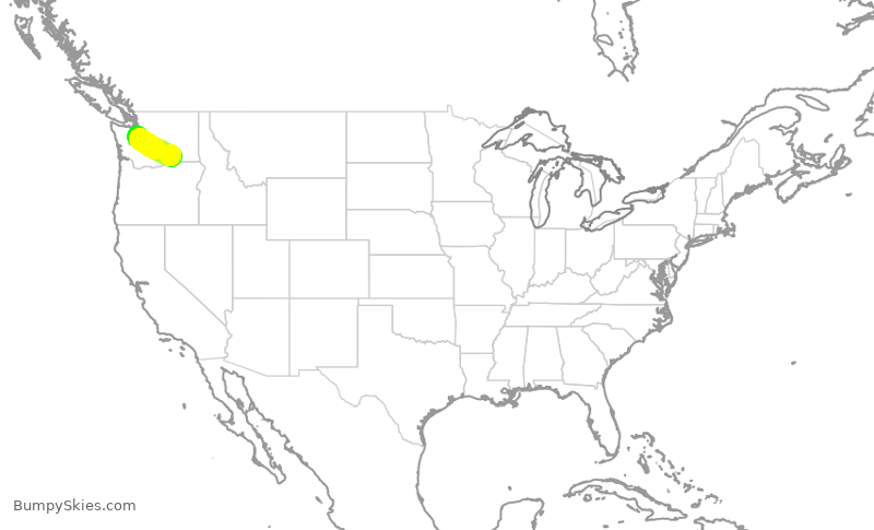 Turbulence forecast map for QXE2460, PSC to SEA