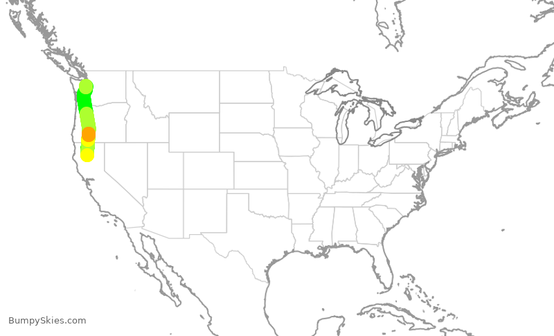 Turbulence forecast map for QXE2469, RDD to SEA