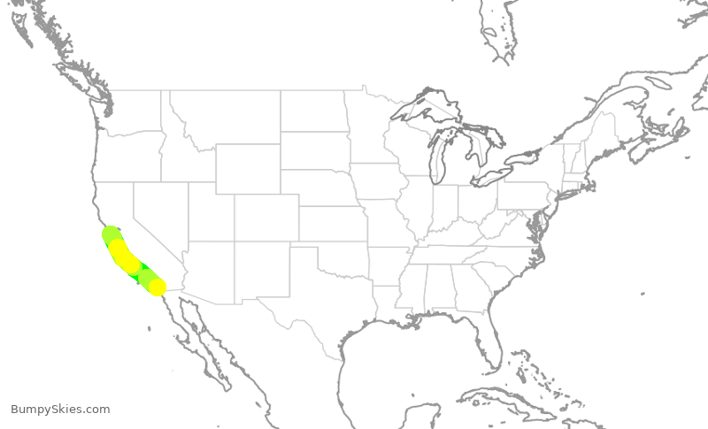 Turbulence forecast map for QXE2493, SFO to SAN
