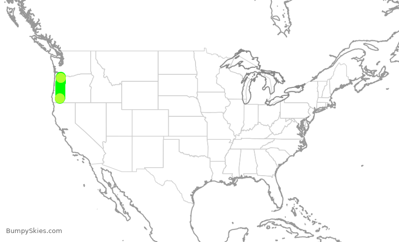 Turbulence forecast map for QXE2512, MFR to PDX