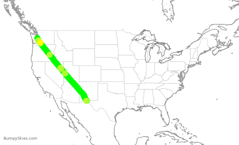 Turbulence forecast map for QXE9370, SEA to ELP