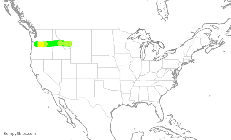 Turbulence forecast map for QXE9373, BZN to PDX