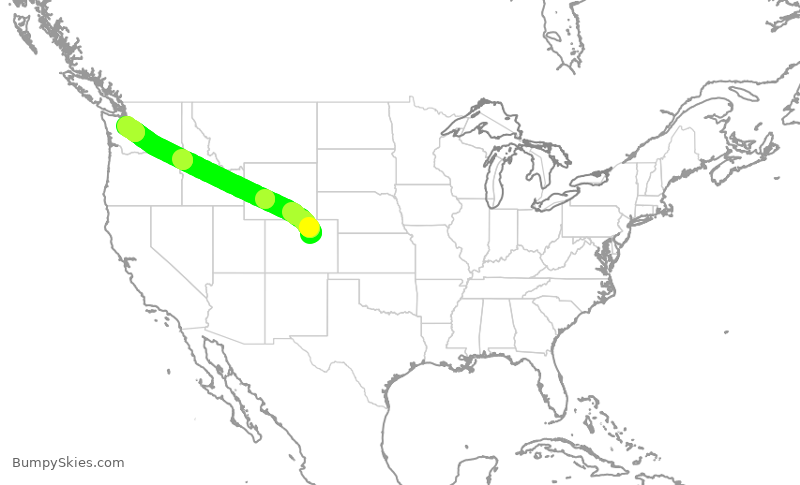 Turbulence forecast map for QXE9985, DEN to SEA