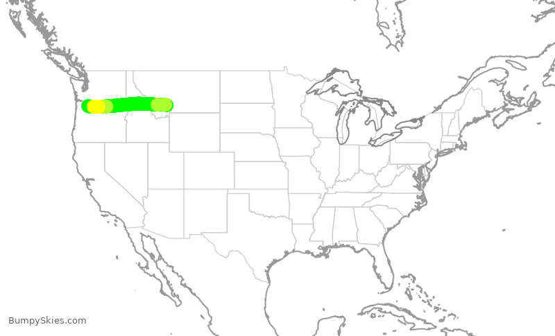 Turbulence forecast map for QXE9987, BZN to PDX
