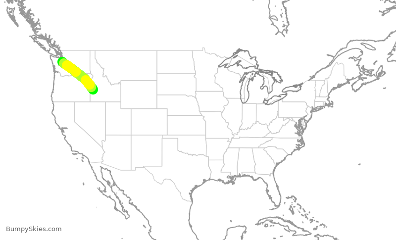Turbulence forecast map for QXE9996, BOI to SEA