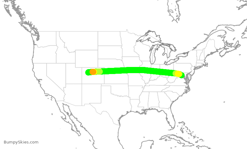 Turbulence forecast map for RDN432, EGE to IAD