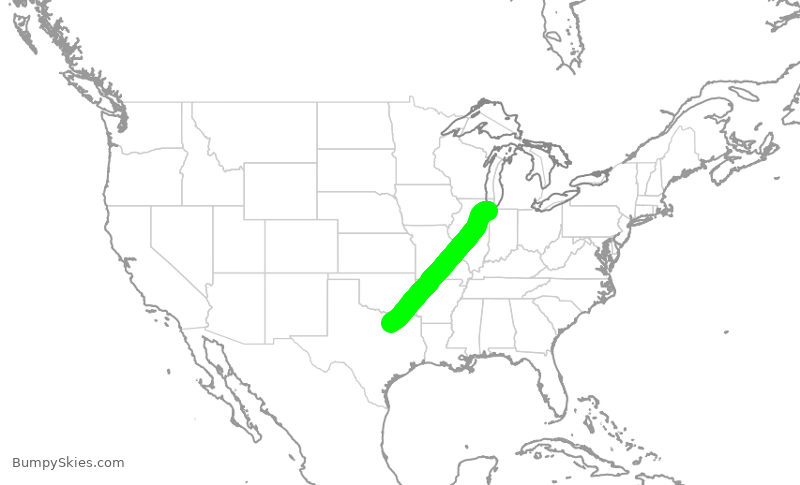 Turbulence forecast map for RDN468, GYY to ADS