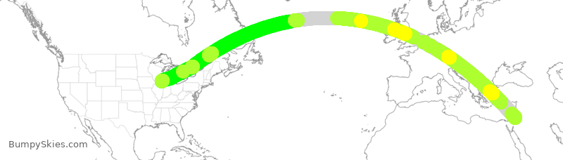 Turbulence forecast map for RJA263, AMM to ORD
