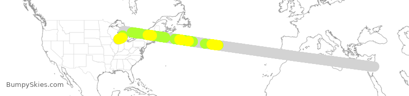 Turbulence forecast map for RJA265, AMM to ORD