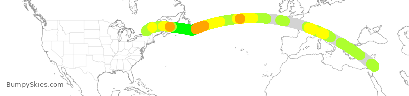 Turbulence forecast map for RJA271, AMM to YUL