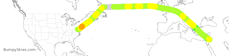 Turbulence forecast map for RJA282, IAD to JAI