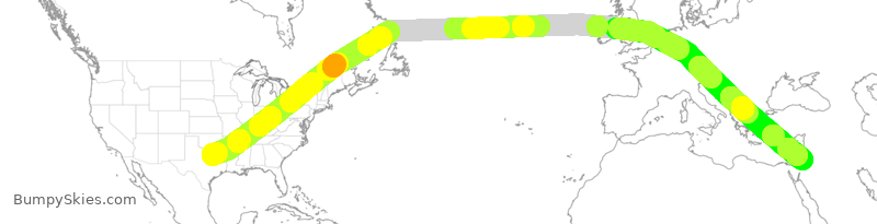 Turbulence forecast map for RJA294, DFW to AMM