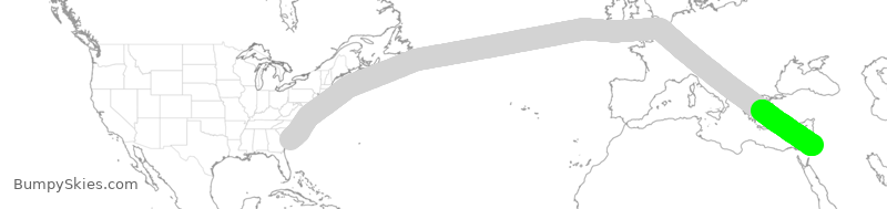 Turbulence forecast map for RJA789, CHS to JAI