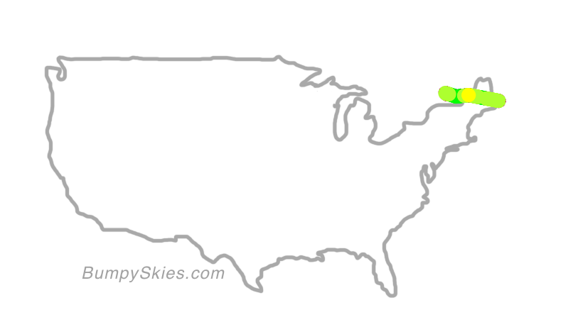 Map of continental US with illustrated flight path and turbulence forecast (described in text below)