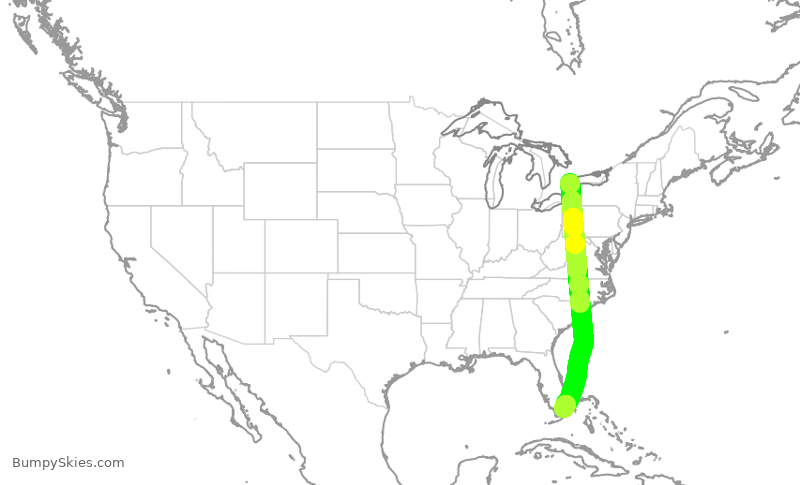 Turbulence forecast map for ROU1646, YYZ to MIA