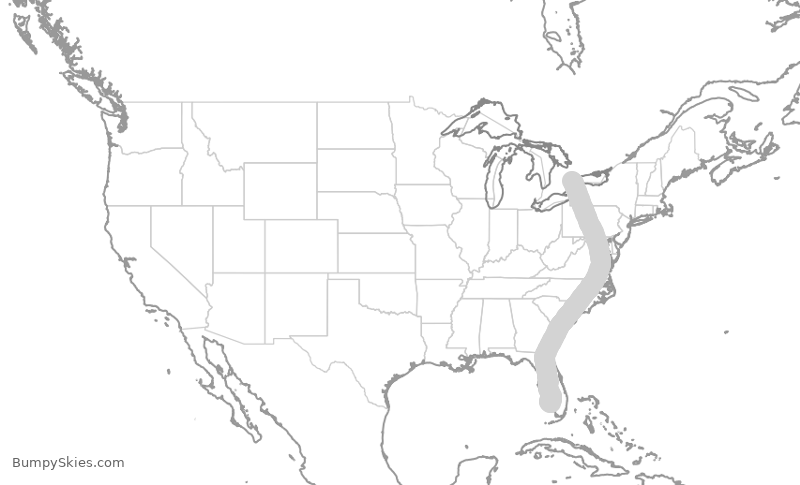Turbulence forecast map for ROU1664, YYZ to RSW