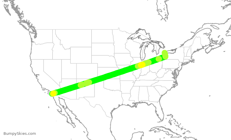 Turbulence forecast map for ROU1684, SAN to YYZ