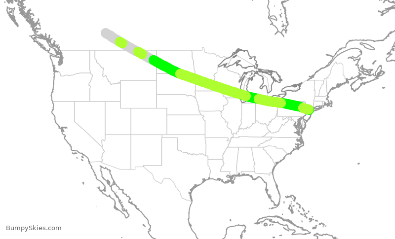 Turbulence forecast map for ROU1776, YYC to EWR