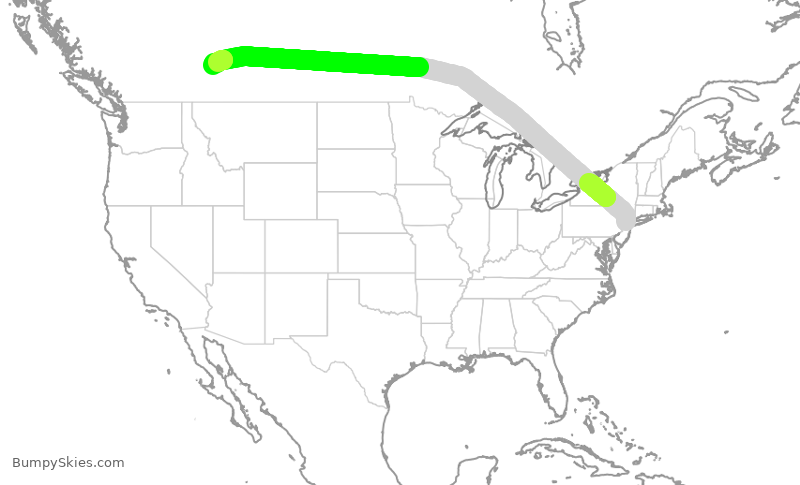 Turbulence forecast map for ROU1777, EWR to YYC