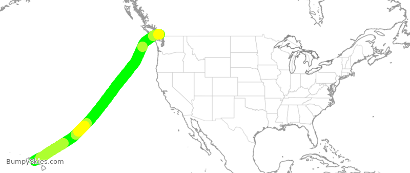 Turbulence forecast map for ROU1784, HNL to YVR