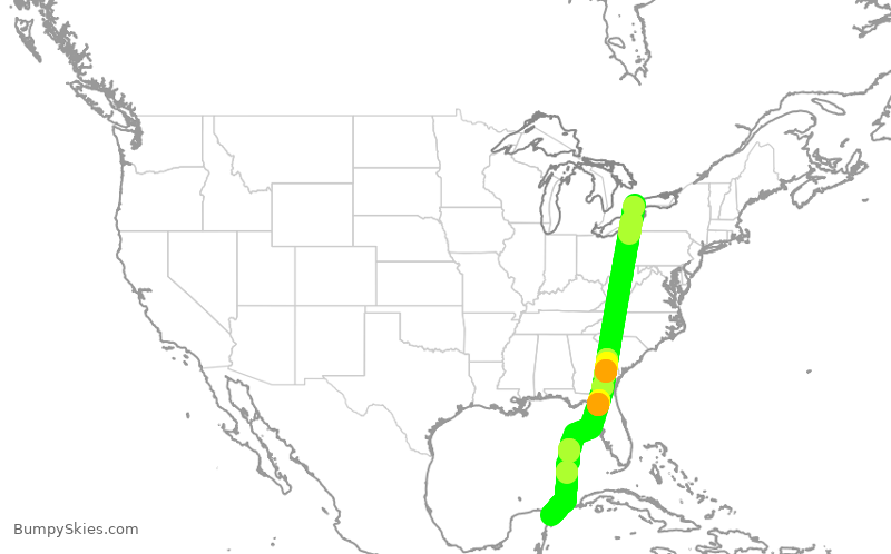 Turbulence forecast map for ROU1812, YYZ to CUN