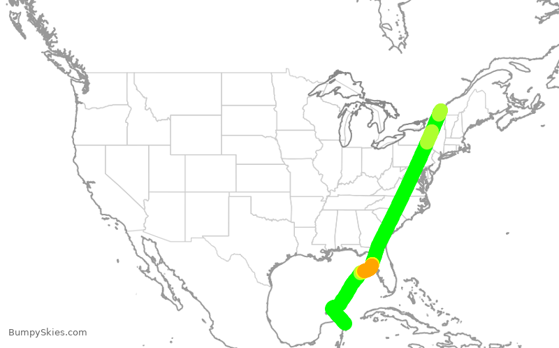 Turbulence forecast map for ROU1882, YUL to CUN