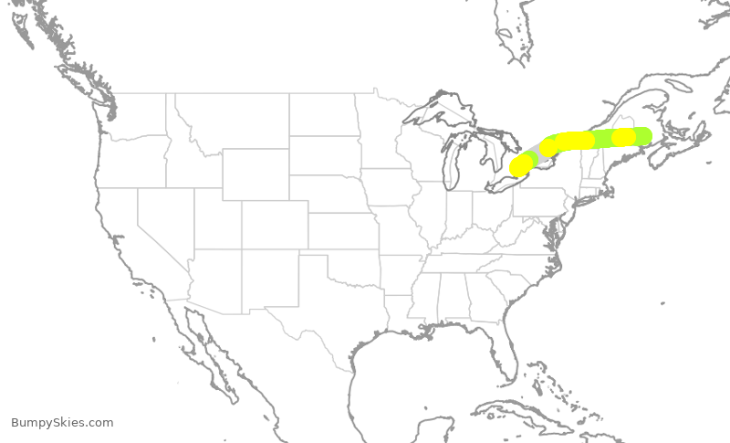 Turbulence forecast map for ROU2003, YFC to YYZ