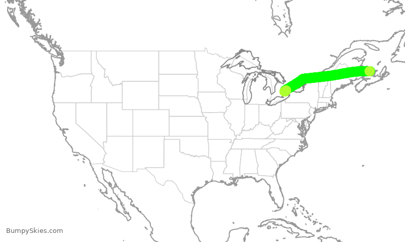 Turbulence forecast map for ROU2013, YYG to YYZ