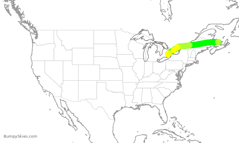 Turbulence forecast map for ROU2017, YYG to YYZ
