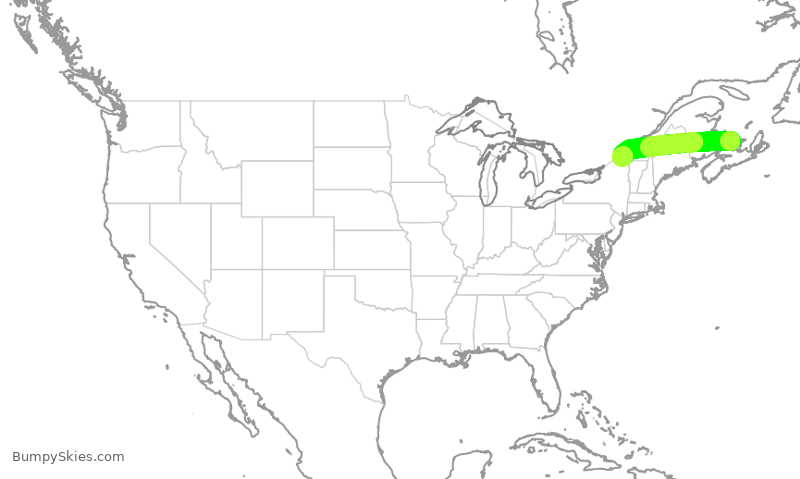 Turbulence forecast map for ROU2033, YYG to YUL