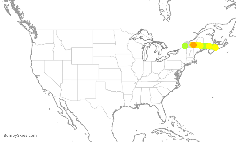 Turbulence forecast map for ROU2045, YHZ to YUL