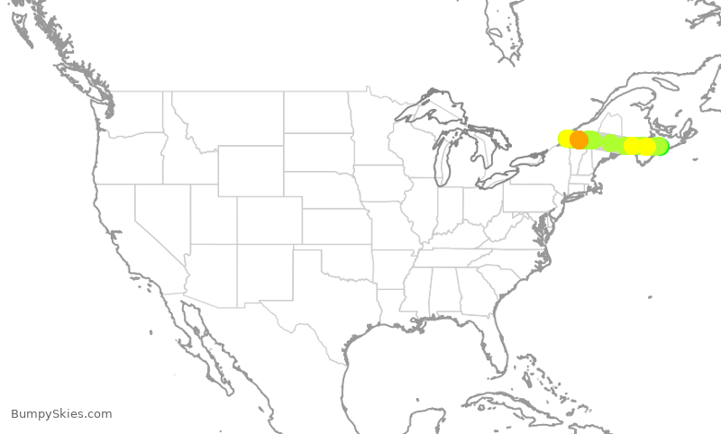 Turbulence forecast map for ROU2048, YUL to YHZ