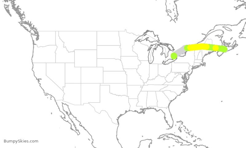 Turbulence forecast map for ROU2057, YHZ to YYZ