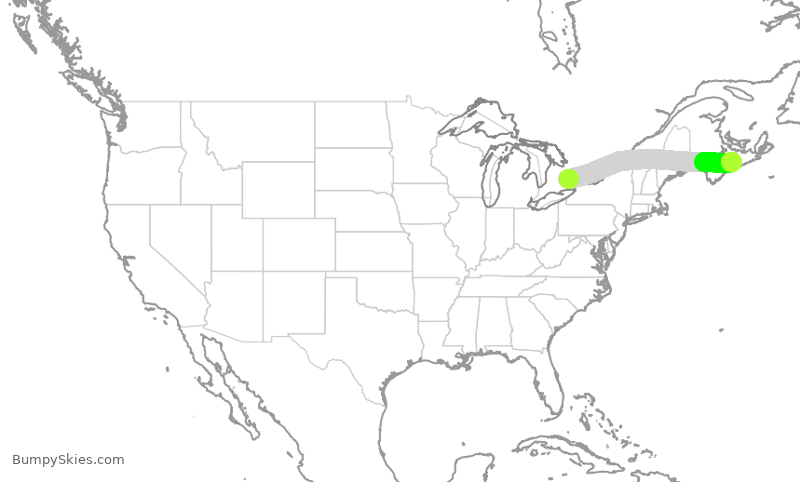 Turbulence forecast map for ROU2060, YYZ to YHZ