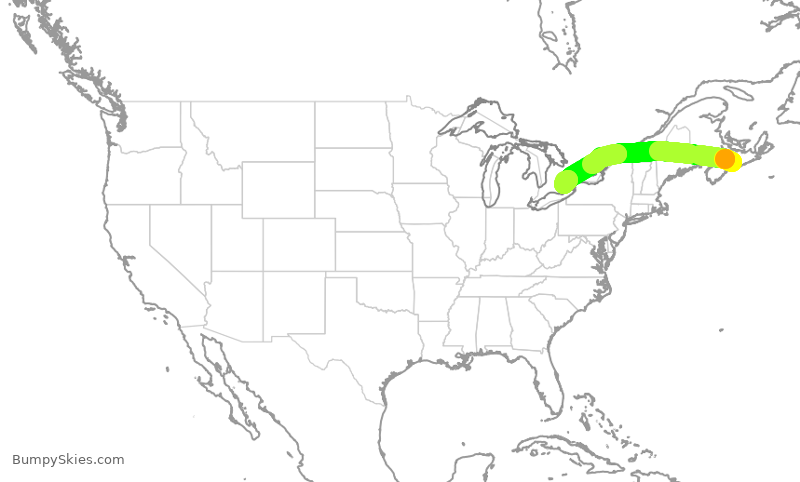 Turbulence forecast map for ROU2061, YHZ to YYZ