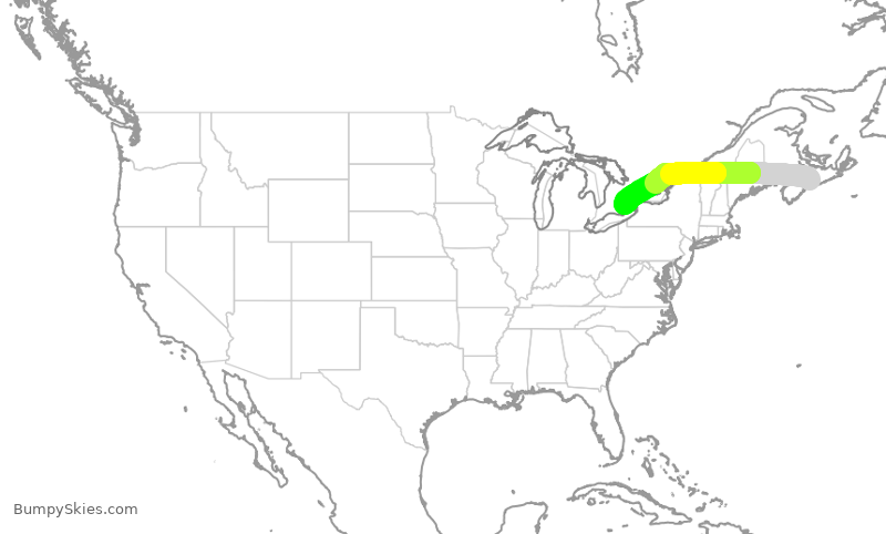 Turbulence forecast map for ROU2067, YHZ to YYZ