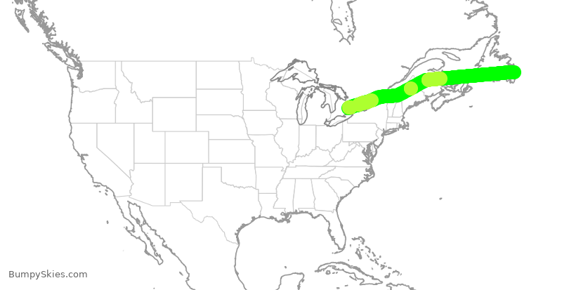 Turbulence forecast map for ROU2092, YYZ to YYT