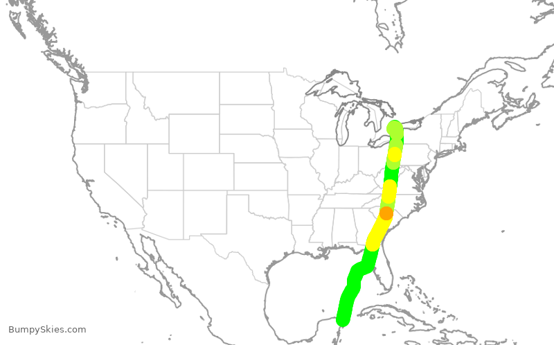 Turbulence forecast map for ROU2430, MUN to YYZ