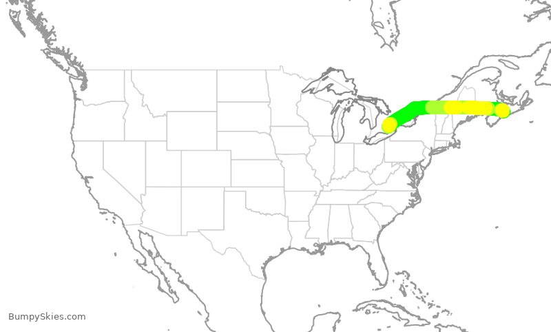 Turbulence forecast map for ROU2437, YHZ to YYZ