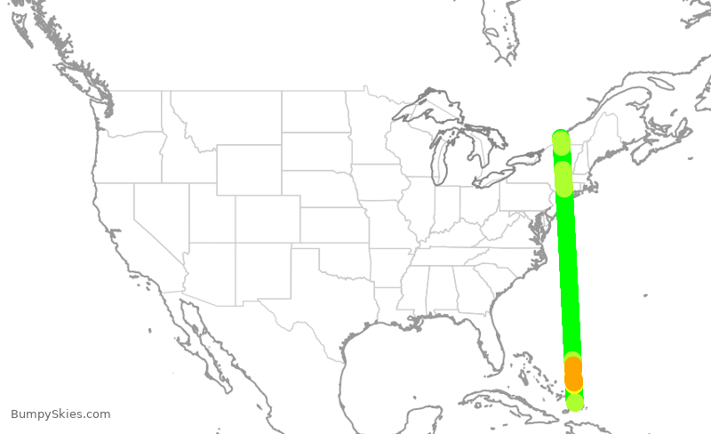 Turbulence forecast map for ROU2439, PLS to YUL