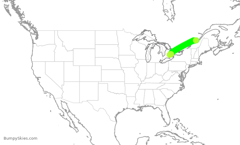 Turbulence forecast map for ROU2441, YQB to YYZ