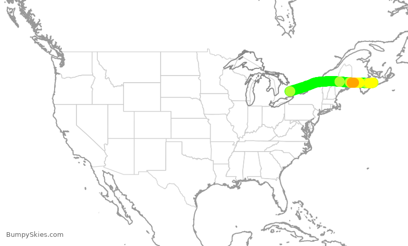 Turbulence forecast map for ROU2446, YYZ to YHZ
