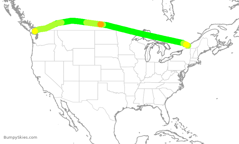 Turbulence forecast map for ROU2448, YYJ to YUL