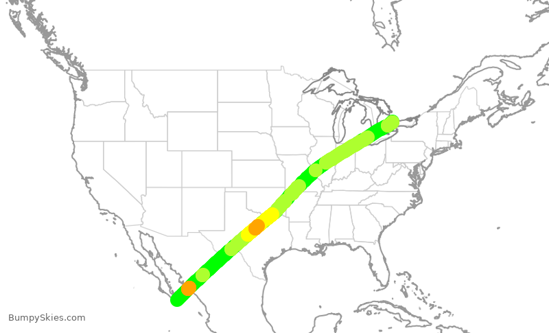 Turbulence forecast map for ROU2448, SJD to YYZ
