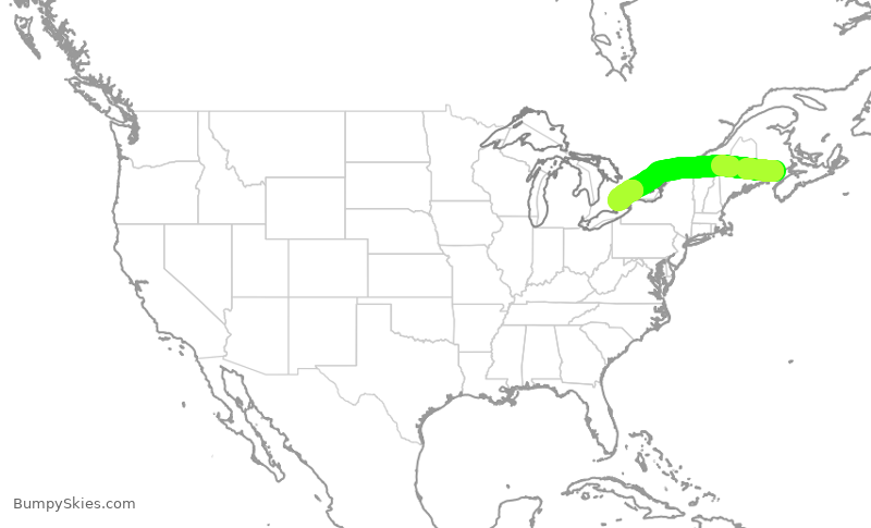Turbulence forecast map for ROU2457, YSJ to YYZ