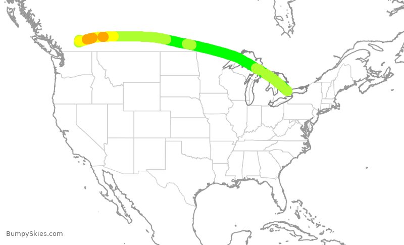 Turbulence forecast map for ROU7155, YYZ to YLW